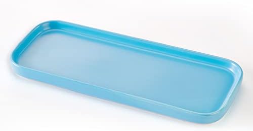Ceramic Bathroom Tray,Kitchen Sink Organizer Tray,Cosmetics Holder (Blue)