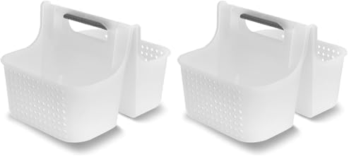 madesmart Large Soft Grip Tote, Under Sink Bathroom Storage, Multi-Purpose Home Organization, EPA Certified, Premium Antimicrobial White (Pack of 2)