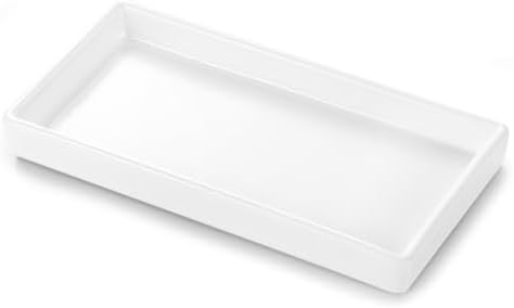 Luxspire Bathroom Vanity Tray Ceramic Perfume and Jewelry Dish, Mini, White