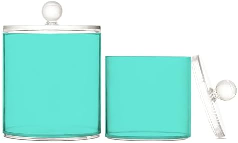 Gredecor Turquoise Apothecary Jars with Lids for Bathroom & Kitchen Organization Containers Acrylic Plastic Organizers Great for Q-Tip Cotton Swabs, Jewelry, Food & Candy Storage, Set of 2 Sizes