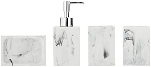 Sweet Home Collection Bathroom Accessories Collection Unique Decorative Beautiful Designs Bath Décor, 4 Piece Set, Plaza(Pack of 1)