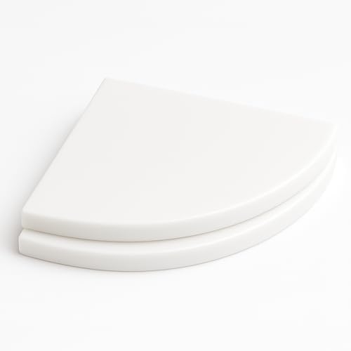 9 Inch Super White Engineered Marble Corner Shower Shelf Bathroom Caddy, Wall Mounted Shower Shelf, Classic Flatback Design (2)