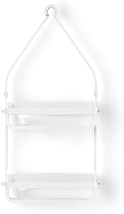 Umbra Flex Hanging Shower Caddy with 2 Shelves, Bathtub Shelf and Bathroom Organizer, White (Pack of 2)
