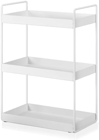 3-Tier Countertop Organizer, Bathroom Vanity Tray Makeup Storage Kitchen Spice Rack Standing Shelf Counter Storage, Metal Organizer Rack, Black