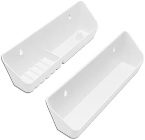 11 inch Tip Out Sink Tray, 2 Pack Molded Sink Front Tip-Out Trays with Mounting Screws, Pull Out Shelf Home White Organizer, White