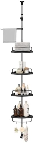 SONGMICS 4-Tier Corner Shower Caddy Tension Pole for Bathroom