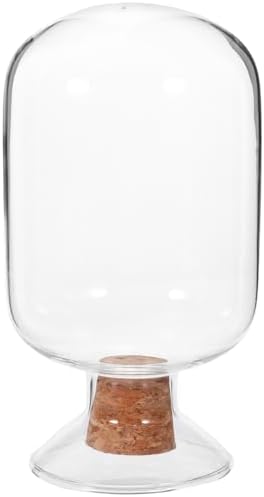 Veemoon Match Cloche Glass Jar with Cork Stopper, Clear Match Organizer Matchsticks Upside Down Display Holder Cotton Swabs Toothpicks Storage Jar for Bedroom Bathroom Fireplace 250ml