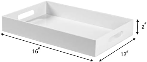Sooyee Acrylic Serving Tray with Handles, 16" x 12", White