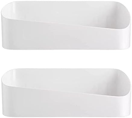 SUNFICON 2 Pack Adhesive Bathroom Shelf Organizer Shower Caddy No Drilling Shower Shelf Bath Essentials Shampoo Spice Holder 4 Clear Adhesives for Shower Room Bathroom Kitchen White