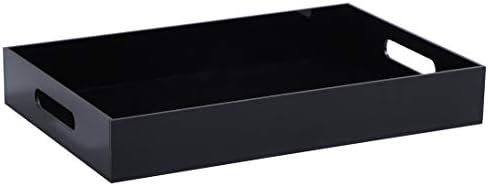 Sooyee Acrylic Serving Tray with Handles,16" x 12" Decorative Tray for Breakfast, Tea, Food, Butler,Coffee,Table Ottoman Vanity Countertop,Black