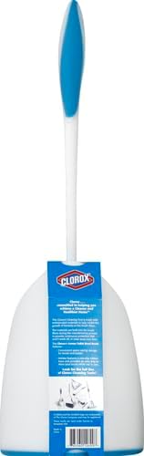 Clorox Corner Toilet Bowl Brush with Under Rim Scrubber, Includes Corner Storage Caddy, White