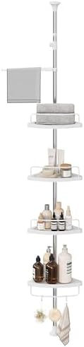 SONGMICS 4-Tier Corner Shower Caddy Tension Pole for Bathroom
