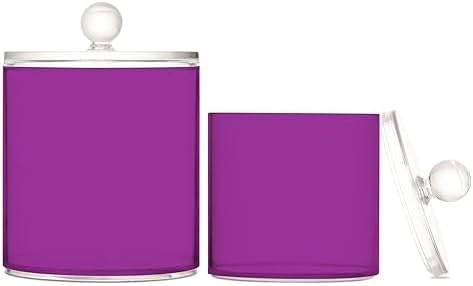 Gredecor Purple Apothecary Jars with Lids for Bathroom & Kitchen Organization Containers Acrylic Plastic Organizers Great for Q-Tip Cotton Swabs, Jewelry, Food & Candy Storage, Set of 2 Sizes