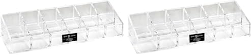 Isaac Jacobs Clear Acrylic 12 Compartment Nail Polish Holder, Organizer for Makeup, Essential Oils, Storage Solution, Rack Display (2 Rows (x6)) (Pack of 2)