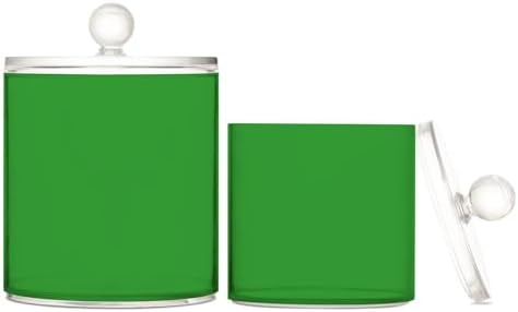 Gredecor Green Apothecary Jars with Lids for Bathroom & Kitchen Organization Containers Acrylic Plastic Organizers Great for Q-Tip Cotton Swabs, Jewelry, Food & Candy Storage, Set of 2 Sizes