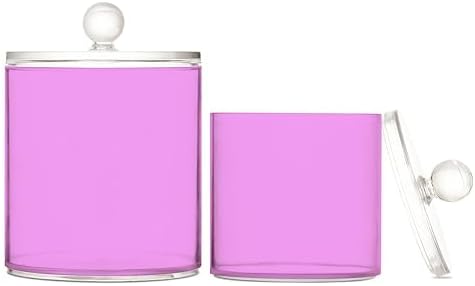 Gredecor Violet Apothecary Jars with Lids for Bathroom & Kitchen Organization Containers Acrylic Plastic Organizers Great for Q-Tip Cotton Swabs, Jewelry, Food & Candy Storage, Set of 2 Sizes