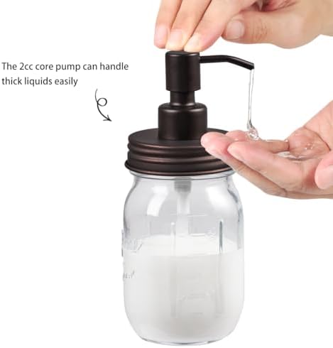 SheeChung 2 Piece Mason Jar Soap Dispenser and Toothbrush Holder Set,Bronze