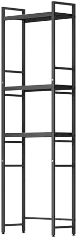 Over-The-Toilet Storage Rack 3-Tier Adjustable - Carbon Steel Bathroom Organizer Shelf with Non-Slip Base, Strong 200lb Load Bearing, Space Saver Shelves for Bathroom (64" H x 20.5" W) Black