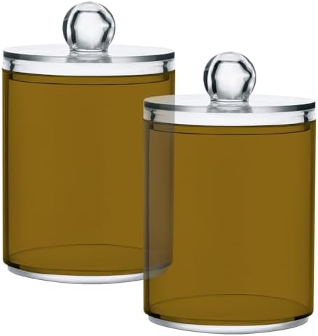 Gredecor 4 Pack Goldenrod Qtip Holder Organizer Dispenser Clear Bathroom Storage Canister Cotton Ball Holder Bathroom Containers for Cotton Swabs/Pads/Floss