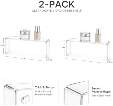 2 Pack Acrylic Medicine Cabinet Organizer Clear Shelves 2 Small