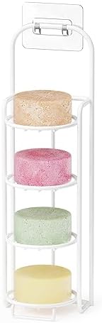 SpaceAid 4 Tier Shampoo Bar Holder for Shower, Self Draining Soap Bar Holders Caddy for Bathroom Wall and Kitchen Sink, Shampoo Bar Dish Rack, Stainless Steel Bar Soap Holder (White)