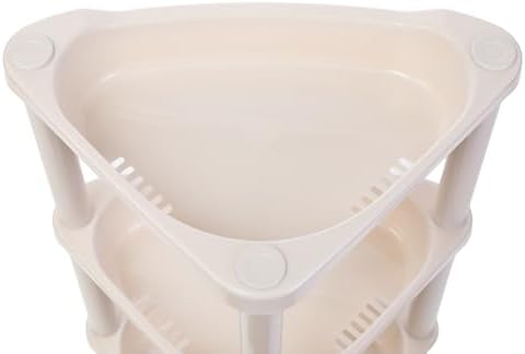 3 Tier Beige Corner Shower Caddy, 14.5 x 10 x 22.5 Inches, Plastic Shower Stands for Inside Bathroom, Bathtub, Shower Table (Beige 3 Tier)