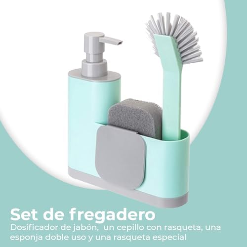 Vigar Rengo Monobloc 4-Piece Sink Caddy Set, Turquoise