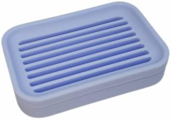 1Pack Soap Dish with Drain, Soap Saver, Silicone Soap Holder, Soap Saver for Shower, Bathroom, Kitchen, Bathroom, Bath Tub, Razor, Sponges (Light Blue)