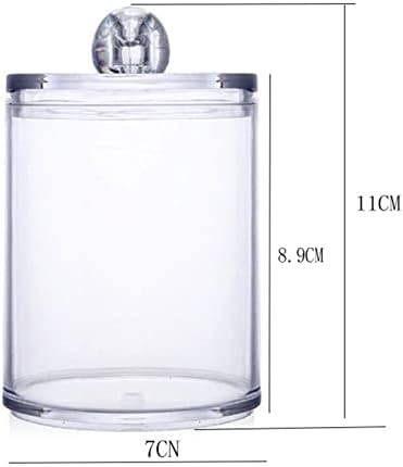 Cotton Pad, Cotton Buds Holder Dispenser for Cotton Ball, Swab, Round Pads, Floss - Clear Plastic Apothecary Jar Set Bathroom Canister Storage Organization, Vanity Makeup Organizer