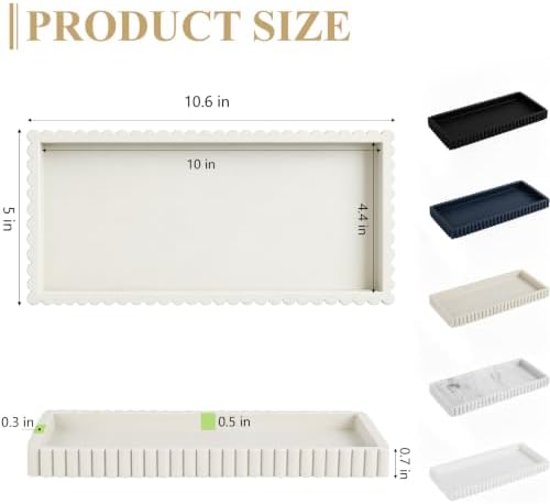 Silicone Bathroom Tray Vanity Tray Kitchen Counter Decor, Medium, Beige