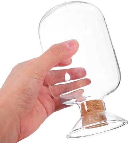 Veemoon Match Cloche Glass Jar with Cork Stopper, Clear Match Organizer Matchsticks Upside Down Display Holder Cotton Swabs Toothpicks Storage Jar for Bedroom Bathroom Fireplace 250ml