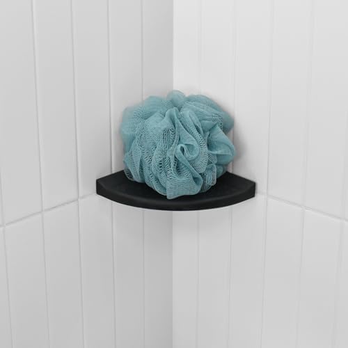 Questech 5" Corner Shower Footrest, Lugged for New Construction, Shaving Shelf for Inside Shower, Bathroom Storage Corner Caddy, Metro Lugged, Graphite Black