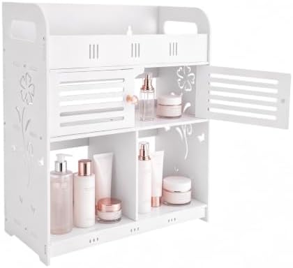 Wall-Mounted Bathroom Cabinet, No Drill Over Toilet Storage, White