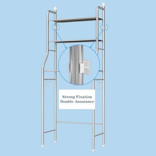 Over The Toilet Storage Rack, 3 Tier Bathroom Organizer Shelf with Toilet Paper Holder, Freestanding Space Saver Toilet Stands, Multifunctional Above Toilet Shelf for Bathroom iron stand white 3layers