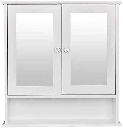 Karl home White Wall Mounted Medicine Cabinet, 2 Mirror Door Bath Storage