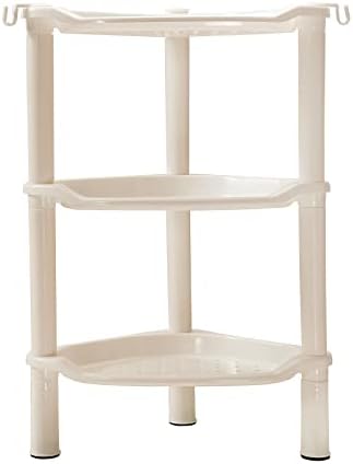 3 Tier Shower Caddy Organizer Shelf Corner, 13.5 x 10 x 26 Inches, Rustproof, Plastic Shower Rack Stands for Inside Bathroom, Bathtub, Shower pan, Beige (Round Slot Beige 3 Tier)