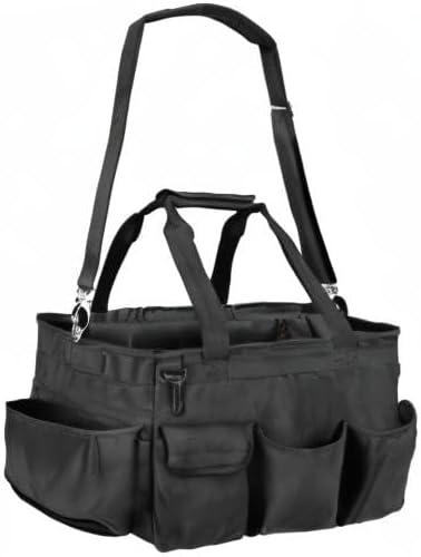 Cleaning Caddy Organizer With Handle,Cleaning Caddy Bag- Large Caddy Bag For House, Car Cleaning Supplies, Housekeeping Handbag With Adjustable Shoulder Straps (Black)