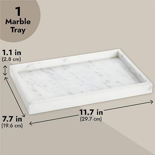Juvale Large Marble Vanity Tray - Jewelry & Cosmetic Organizer with Drawer Organizer - Bathroom Display with Soap Tray - Home Accent Piece with Marble Decor - 11.7 x 7.7 x 1.1 in White (Pack of 6)