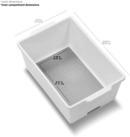 madesmart Small Deep Storage Bin, Multipurpose Organizer for Kitchen, Bathroom & Office, Organizer for Cutlery, Peeling Tools, Spatulas, Non Slip, Soft Grip Lining, Durable, White