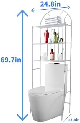Generic Metal 3 Tier Over The Toilet Rack, Toilet Storage Rack, Bathroom Space Saver with Multi-Functional Shelves, Bathroom Stand Organizer Storage Cabinet, Modern Shelf Bathroom (White)