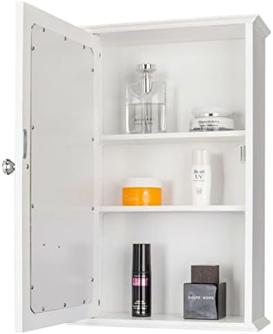 3 Tier Bathroom Wall Mount Medicine Cabinet w/Adjustable Shelves & Single Mirror