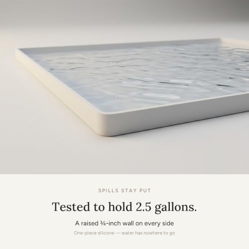 BASIN - Heavy Duty Under Sink Mat - The Original Silicone Under Sink Mats for Kitchen Waterproof - Under Sink Tray for Kitchen Waterproof - Under Sink Cover Kitchen Cabinet Liner White 34x22
