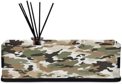 Storage Basket Set of 2 Green Brown Camo Small Baskets for Organizing Fabric Storage Baskets with Handles for Shelves Bathroom Toilet Tank Top