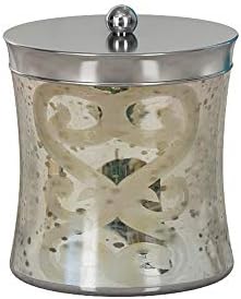 nu steel Mercury Glass Bathroom Vanity Countertop Storage Organizer Canister Jar for Cotton Swabs,Rounds,Balls,Makeup Sponges,Bath Salts-Etched/Mercury