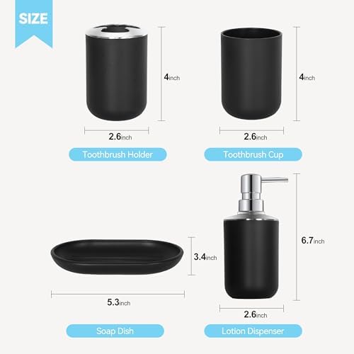 Black Bathroom Accessories Set 4 PCS, Black Bathroom Accessories