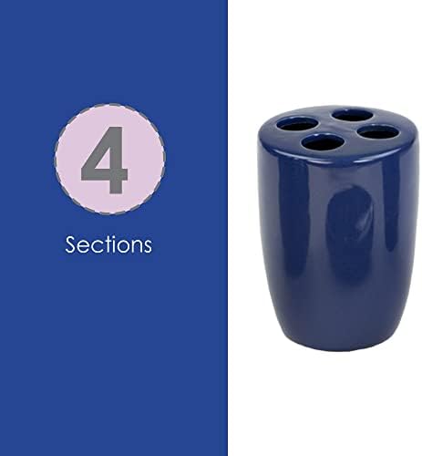 4-Piece Ceramic Bathroom Set (Navy), By Home Basics | Contemporary Design Bathroom Sets | Bath Accessories For Bathroom | Includes Soap Dish, Tumbler, Toothbrush Holder, and Lotion Dispenser