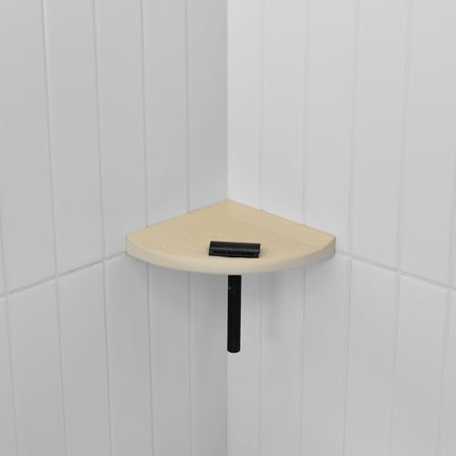 Questech 5" Corner Shower Footrest, Lugged for New Construction, Shaving Shelf for Inside Shower, Bathroom Storage Corner Caddy, Metro Lugged, Sand Matte