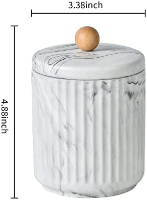 Marble ceramics Bathroom Canister with Lid Qtip Holder Dispenser Jar