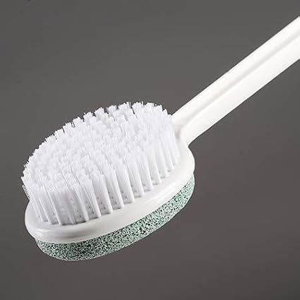 Helping Hand Company Long Handled Foot Scrub Brush with Pumice Stone. Bath and Shower Scrubber. Hard Skin Scrubber and Exfoliating Foot Stone. 21" / 53cm Bendable Long Handled Sponge for Disabled