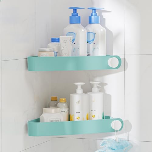 Sotfamily Plastic Shower Caddy Corner (for 90° Only), 2 Pack,Turquoise